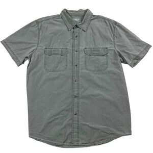 Magellan Outdoors Mens Large Gray Short Sleeve Button Down Cotton Utility Shirt